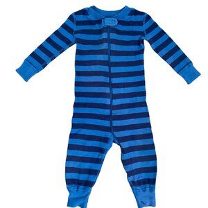 Hanna Andersson Blue  Stripe Print Organic Cotton Baby Zip Sleeper